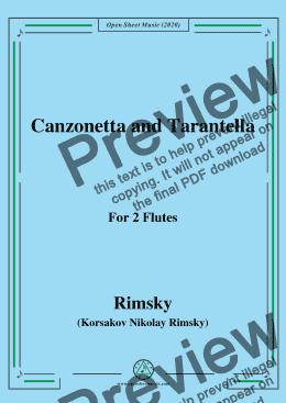 page one of Rimsky-Korsakov-Canzonetta and Tarantella,for 2 Flutes