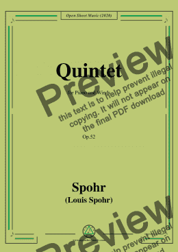 page one of Spohr-Quintet,Op.52,for Piano and Winds