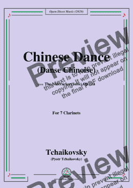 page one of Tchaikovsky-Chinese Dance(Danse chinoise),from 'The Nutcracker(Suite),Op.71a',for 7 Clarinets