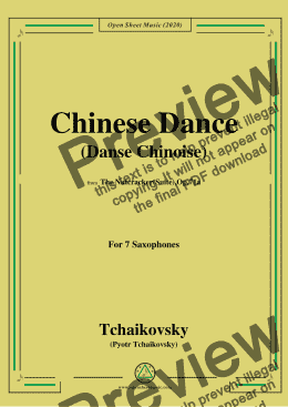 page one of Tchaikovsky-Chinese Dance(Danse chinoise),from 'The Nutcracker(Suite),Op.71a',for 7 Saxophones