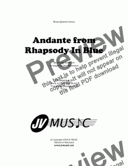 page one of Andante from Rhapsody In Blue - Score 