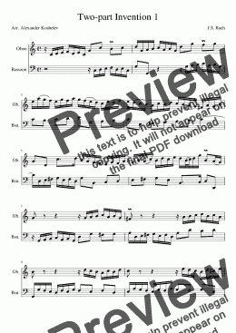 page one of Two-part Invention 1 for oboe and bassoon