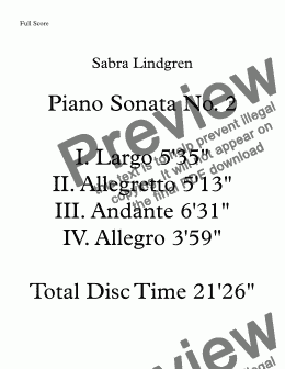 page one of Piano Sonata No. 2  III. Andante