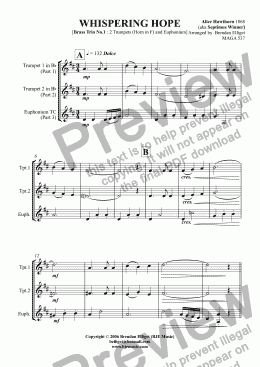 page one of WHISPERING HOPE - Brass Trio 