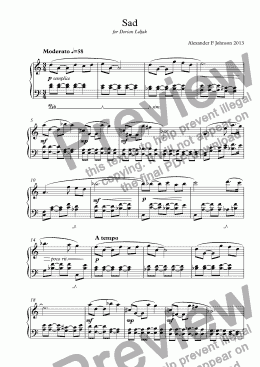 page one of from MUSIC FOR CHILDREN: Sad