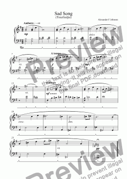page one of from MUSIC FOR CHILDREN: Sad Song