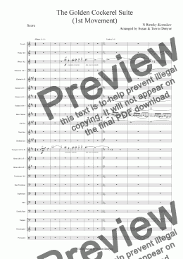 page one of The Golden Cockerel Suite, Rimsky-Korsakov, 1st Movement - Score - Concert Band