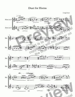 page one of Duet for Horns
