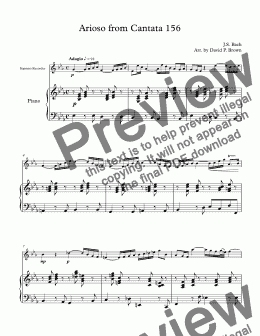page one of Arioso for Soprano Recorder and Piano
