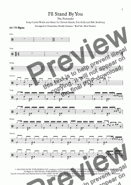 page one of The Pretenders - I'll Stand By You (Drum Score)