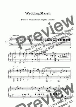 page one of Mendelssohn - Wedding March  from "A Midsummer Night's Dream" - piano solo