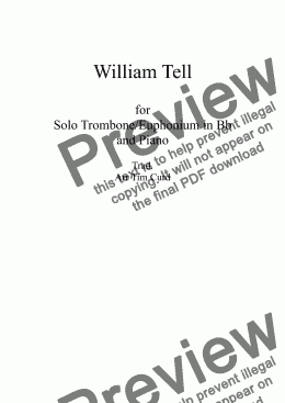 page one of William Tell. For Trombone/Euphonium in Bb (treble clef) and Piano