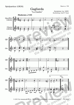 page one of Gagliarda (GKM/Playing Score & Parts)
