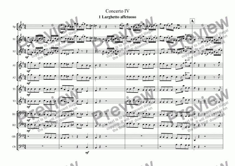 page one of Handel Concerto Grosso Op6 no 4