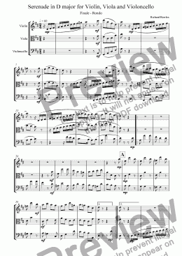 page one of Serenade in D Major for String Trio - Finale