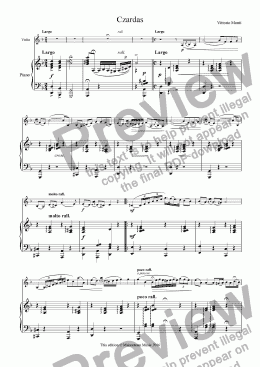 page one of Czardas - Violin & Piano