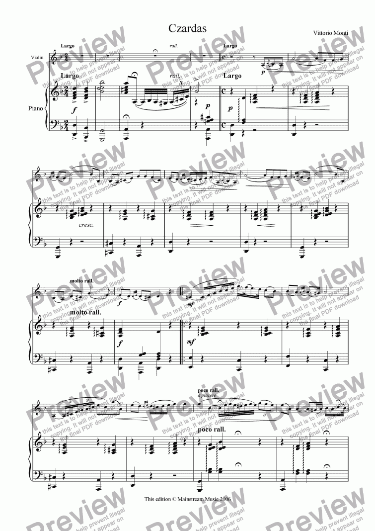 Czardas - Violin & Piano - Download Sheet Music PDF file