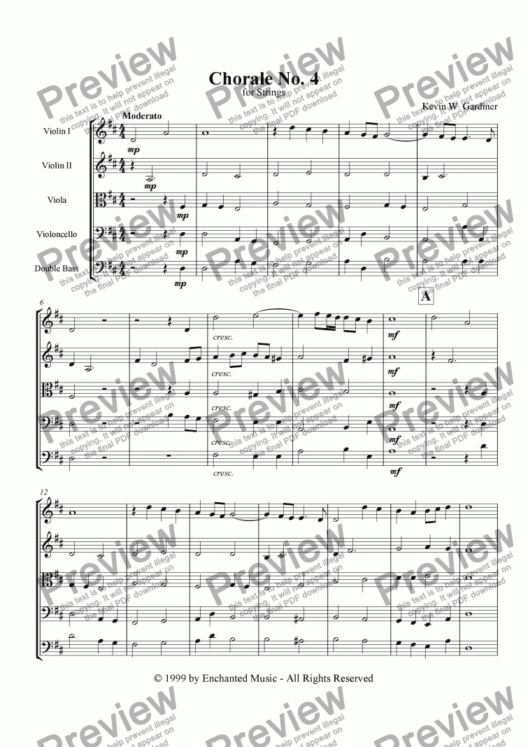 page one of Chorale No. 4 in D Major