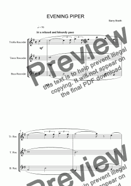 page one of Evening Piper ( recorders)