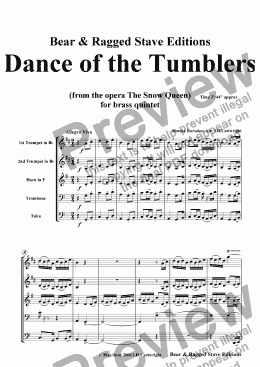 page one of Dance of the Tumblers for brass quintet