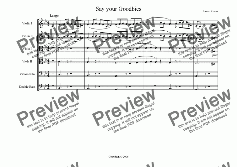 page one of Say your Goodbies Op.3