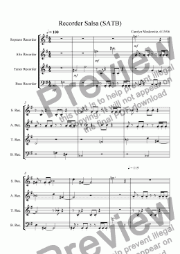 page one of Recorder Salsa (SATB)