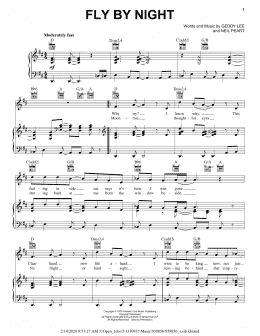 page one of Fly By Night (Piano, Vocal & Guitar Chords (Right-Hand Melody))