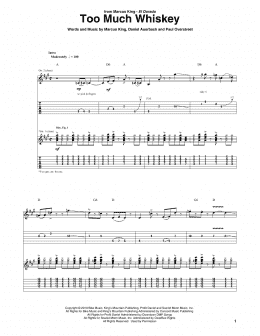 page one of Too Much Whiskey (Guitar Tab)