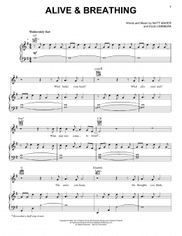 page one of Alive & Breathing (feat. Elle Limebear) (Piano, Vocal & Guitar Chords (Right-Hand Melody))