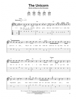 page one of The Unicorn (Easy Guitar Tab)