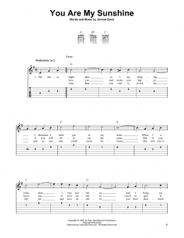 page one of You Are My Sunshine (Easy Guitar Tab)