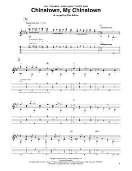 page one of Chinatown, My Chinatown (Solo Guitar Tab)