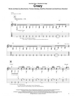 page one of Crazy (Solo Guitar Tab)