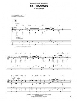 page one of St. Thomas (Solo Guitar Tab)