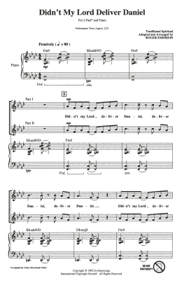 page one of Didn't My Lord Deliver Daniel (arr. Roger Emerson) (2-Part Choir)