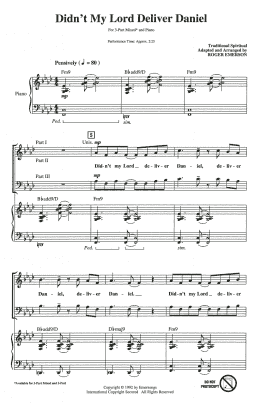 page one of Didn't My Lord Deliver Daniel (arr. Roger Emerson) (3-Part Mixed Choir)