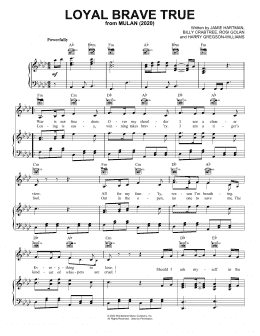 page one of Loyal Brave True (from Mulan) (Piano, Vocal & Guitar Chords (Right-Hand Melody))