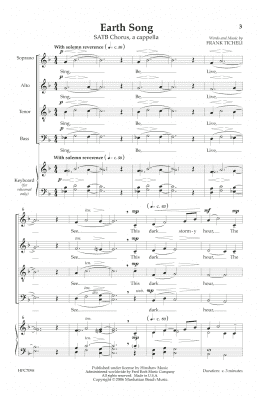 page one of Earth Song (SATB Choir)