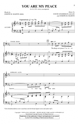 page one of You Are My Peace (SATB Choir)