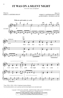 page one of It Was On A Silent Night (SAB Choir)