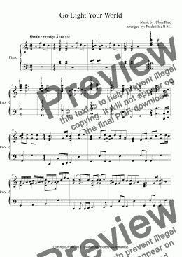 page one of Go light your world.pdf piano