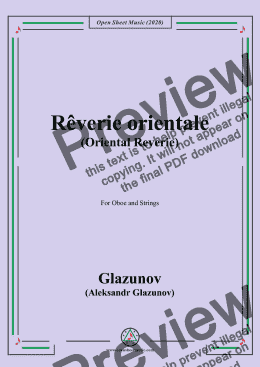 page one of Glazunov-Rêverie orientale(Oriental Reverie),for Oboe&Strings