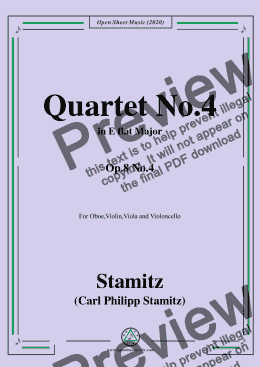 page one of Stamitz-Quartet No.4 in E flat Major,Op.8 No.4,for Ob,Vln,Vla&VC