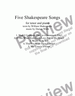 page one of Five Shakespeare Songs