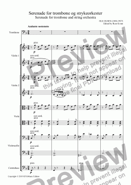 page one of Olsen: Serenade for trombone and string orchestra