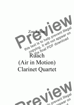 page one of Ruach (Air in Motion) Clarinet Quartet