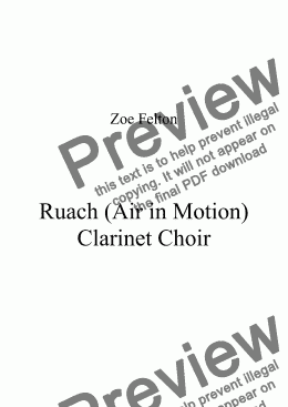page one of Ruach (Air in Motion) clarinet choir