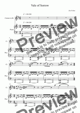 page one of Vale of Sorrow (clarinet)