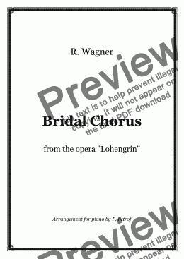 page one of Wagner - Bridal Chorus  from the opera "Lohengrin" - piano solo