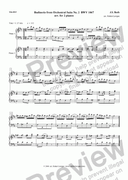 page one of BWV1067 Badinerie for 2 pianos